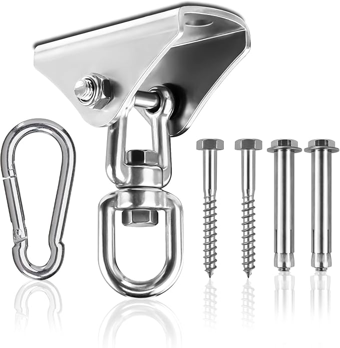 360 Rotation Heavy Bag Chain, Punching Bag Hanger With Stainless Steel Swivel Chain and 4 Snap Hooks, Mount for Hammock, Gym Swing, Yoga Swing, Trapeze