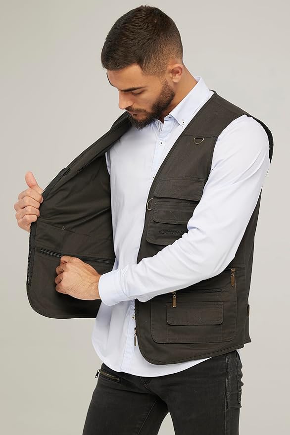 Men's Utility Work Hunting Travel Fishing Multi-Pockets Outdoor Vests