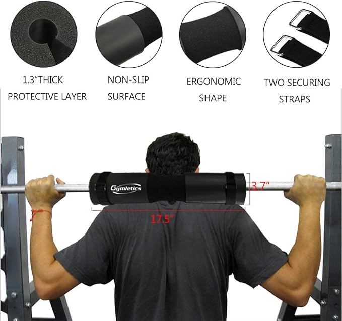 7 Pack Barbell Squat Pad for Standard Set, Barbell Pad for Hip Thrusts, 2 Gym Ankle Straps, Hip Exercise Band, 2 Squat Pad Safety Straps and Carry Bag ā¦