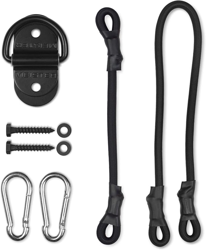 Meister Double-End Heavy Bag D-Ring Floor Anchor Mount Kit w/Bungees - Black