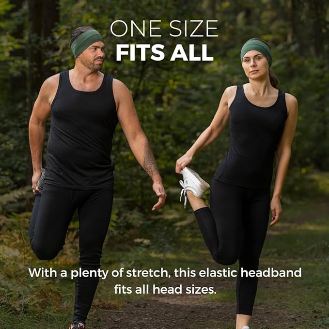 menique Dry Wide Sports Headbands for Women 100% Merino Wool Workout Accessories Wide Yoga Bandana or Scarf Multifunctional Breathable Sweatbands for Running, Cycling, Football, Fitness