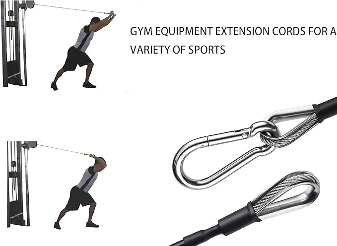 2pcs 10" Gym Extension Cable,Home Gym Machine Accessories Replacement with Carabiner, for LAT/Tricep Pull Down and Leg Extensions Machine
