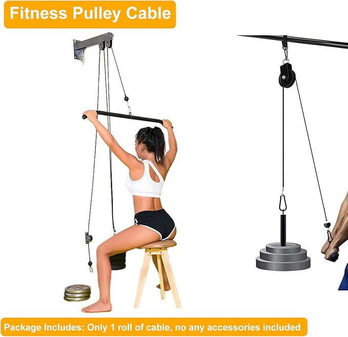 32.8Ft/98.4Ft Fitness Pulley Cable,Replacement Cable Machine Accessories for DIY Home Gym, Gym Cable Replacement,PVC Coated,Thick 3/16"(5mm)