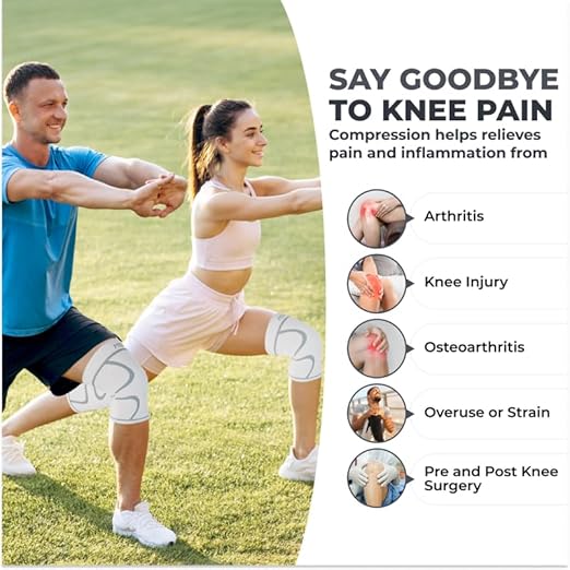 Modvel 2 Pack Knee Brace for Women & Men - Workout Knees Compression Sleeve for Knee Pain Relief Joint Support for ACL, Arthritis, Meniscus Tear Knees Brace for Sports, Rodilleras para Gym Fitness