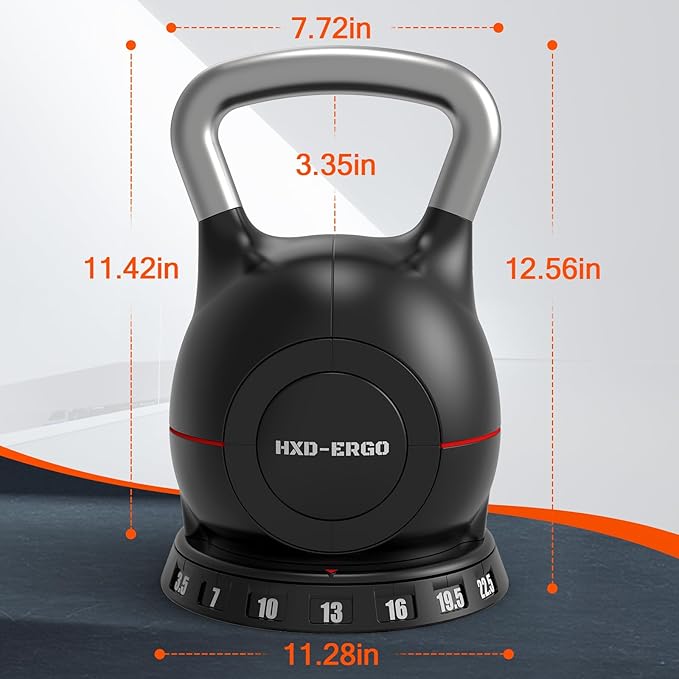 7-in-1 Adjustable Kettlebell, Quick-Adjust Kettlebell for Strength Training, 5-44 LBS Adjustable Weights for Home Gym