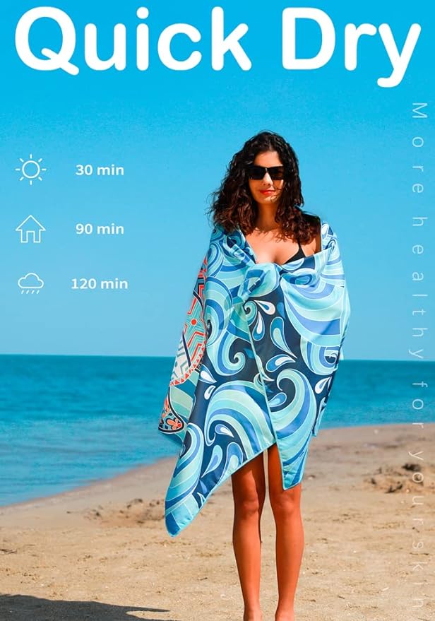 Microfiber Thin Lightweight Beach Towel Sand Free Quick