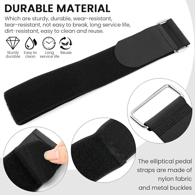 4 Pcs Ellipse Leg Exerciser Machine Pedal Straps, Adjustable Elliptical Trainer Straps for Under Desk, Elliptical Peddler Foot & Leg Training Strap for Fitness Home Sports Office Accessories