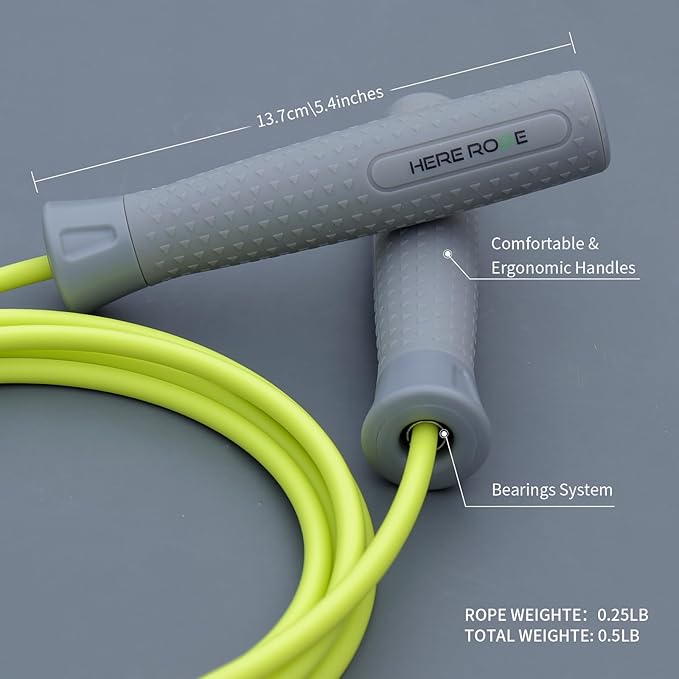 Hererope Adjustable Jump ropes for Fitness,1/4lb Weighted Jump Rope for Men & Women, Skipping Rope with Comfortable & Ergonomic Grip, Built for Cardio, Gym & Home Workouts, Boxing, Crossfit Exercise