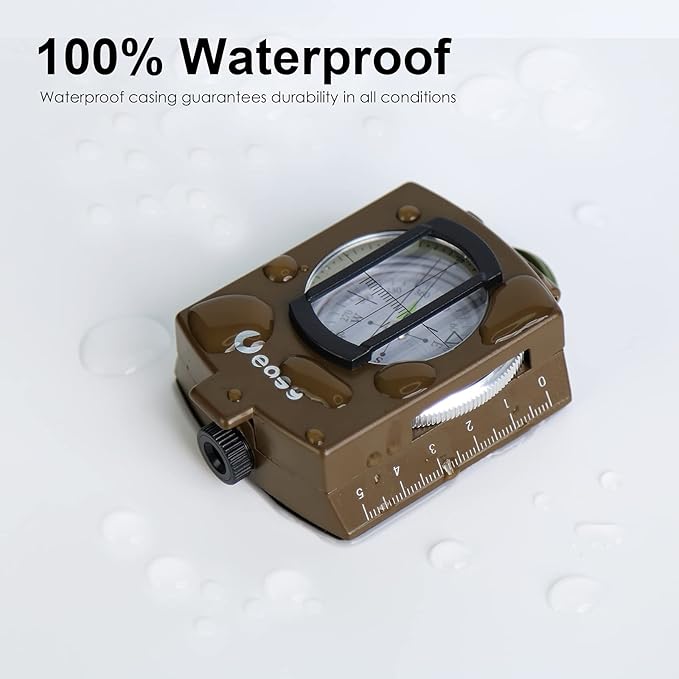 Military Lensatic Compass with Pouch & Lanyard Waterproof