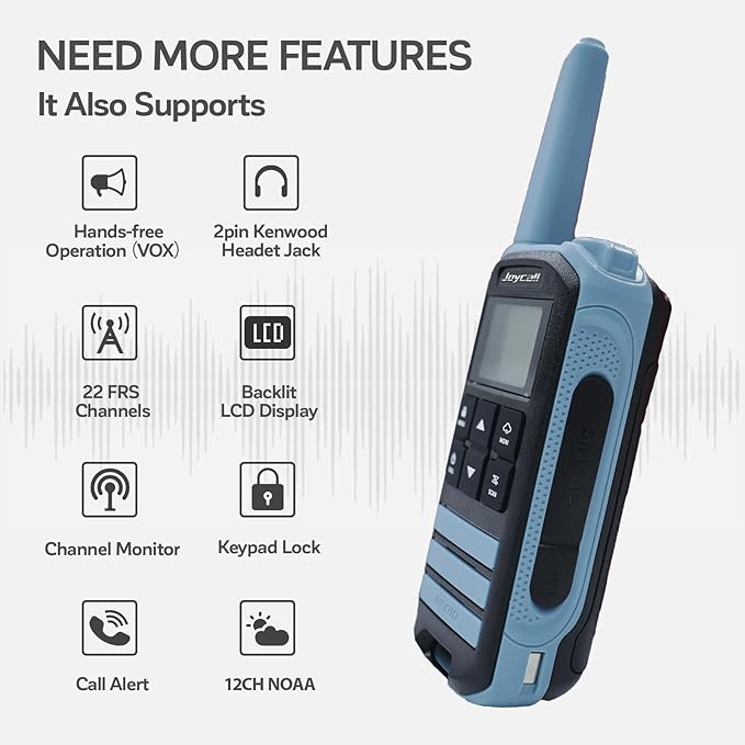 Long Range Walkie Talkies for Adult with NOAA 22 Modifiable &1400mAh Li-ion