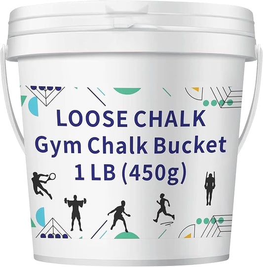1 LB Loose Gym Chalk Bucket - Premium Powder Chalk with Empty Chalk Bag & Spoon, Multi-Purpose for Weightlifting, Gymnastics, and Workouts
