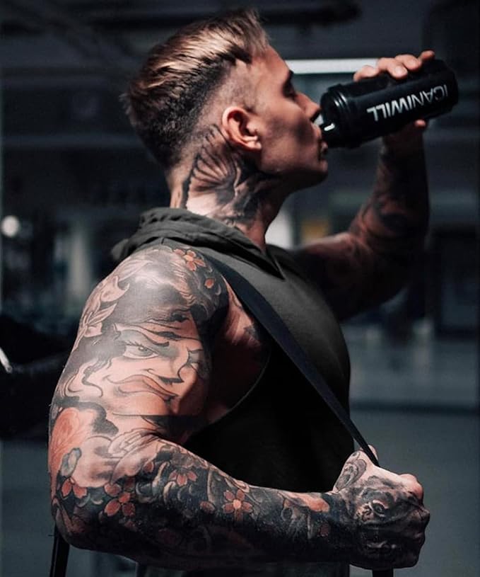Men's Workout Bodybuilding Hoodies Tshirt Athletic Training Tank Tops Cotton Gym Hooded Top Cut Off Sleeveless Muscle T-Shirt