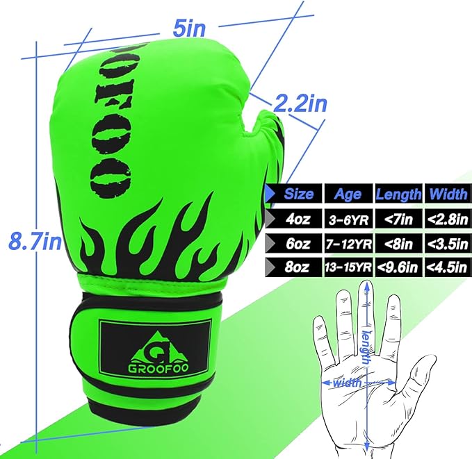 Kids Boxing Gloves 4oz 6oz 8oz Punching Gloves for Kids Youth Traning Gloves for Punching Bag Kickboxing Sparring Muay Thai MMA Fight Gloves