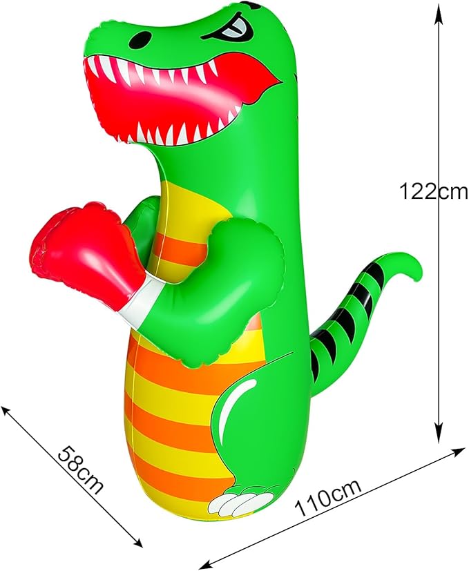 47" Punching Bag for Kids 3-8 Toddler Boxing Bag Inflatable Dinosaur Bopper Birthday Presents for Boys & Girls Sports Toys Outdoor Activities Yard Games