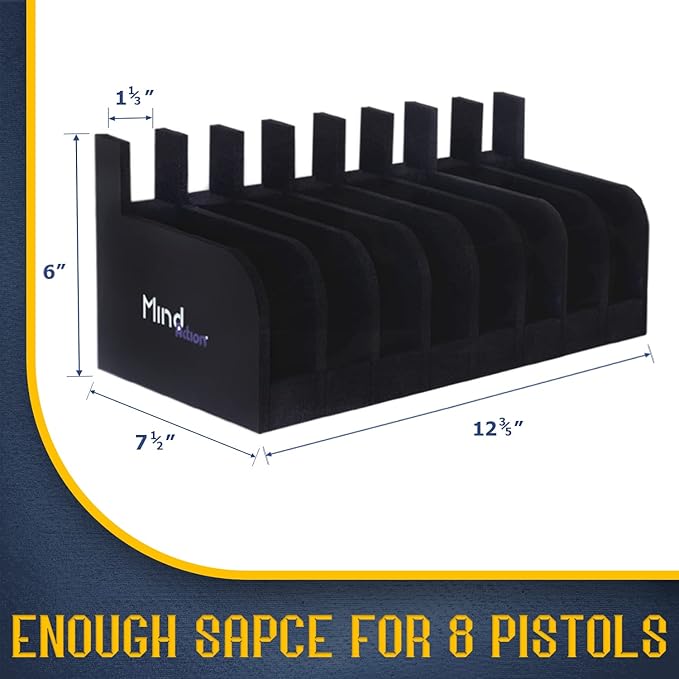 MIND&ACTION Foam Pistol Rack for Gun Safe, Gun Cabinet Accessories, Pistols Holder Storage Organizer, Revolver Firearm Handgun Rack Stand Display