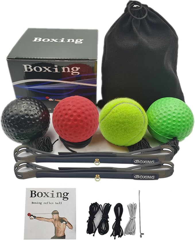 High-Performance Boxing Reflex Balls - Improve Reflexes and 2 with 4 Balls