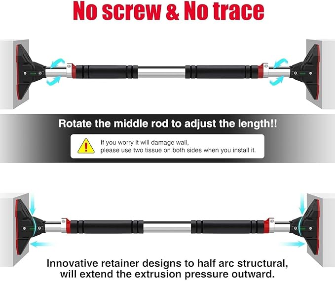 LADER Pull Up Bar for Doorway 440lbs (Black)