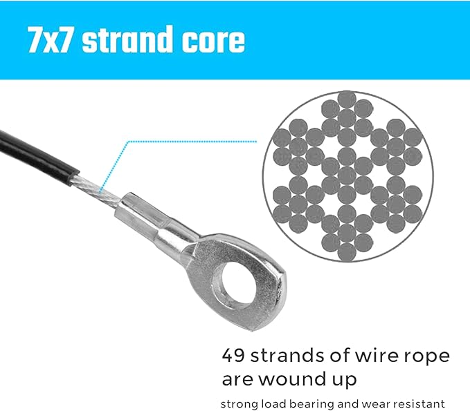 4 Pack 1'10" Fitness Replacement Gym Cable for Home Gym Pulley Equipment, Load 220 lb