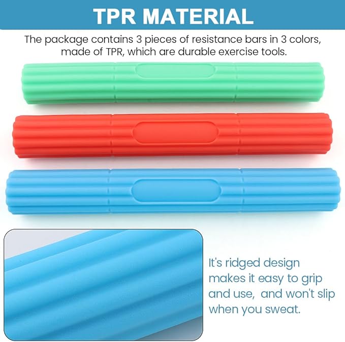 3pcs Flex Bar Tennis Elbow Therapy Bar 3 Resistance