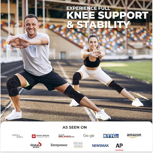 Modvel 2 Pack Knee Brace for Women & Men - Workout Knees Compression Sleeve for Knee Pain Relief Joint Support for ACL, Arthritis, Meniscus Tear Knees Brace for Sports, Rodilleras para Gym Fitness