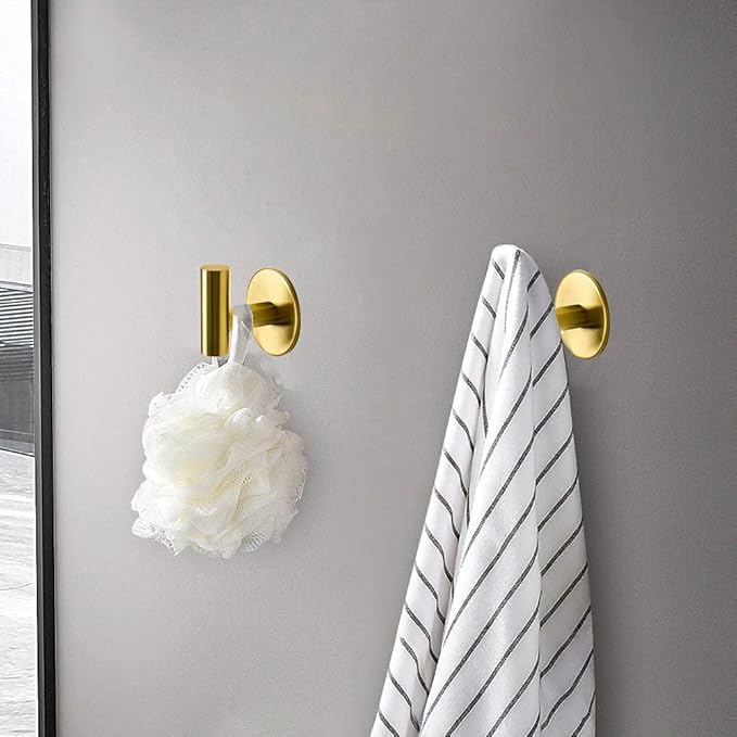 Adhesive Hooks Brushed Gold SUS304 Stainless Steel Towel 2 Pack