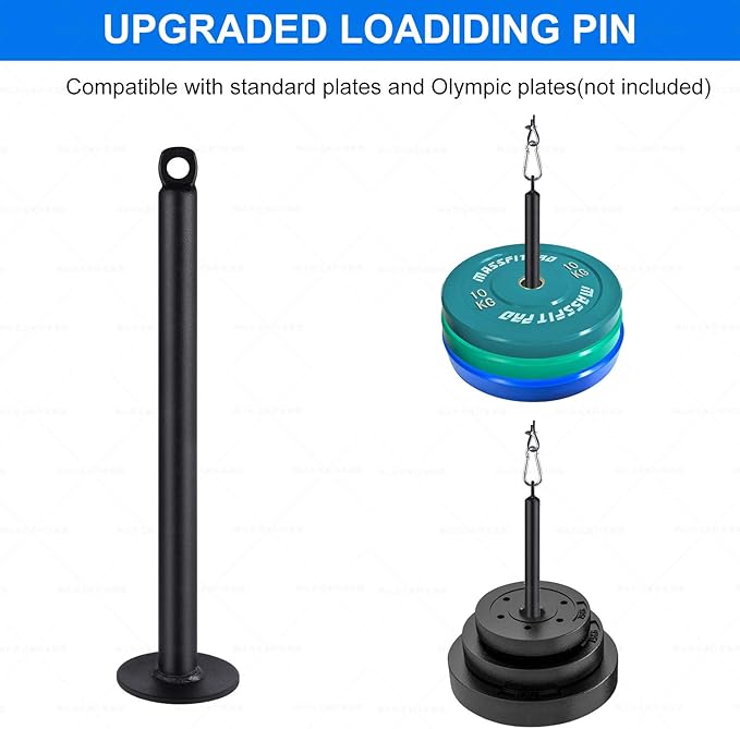 LFJ Weight Loading Pin with Carabiner fit 1 inch and 2 inch Olympic Weight Plate for Cable Pulley System LAT Pulldown