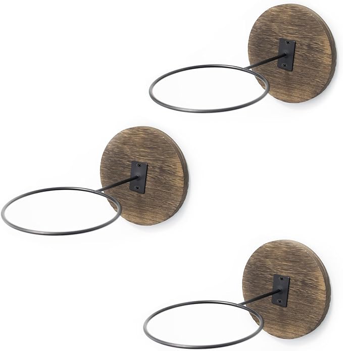 3PCS Ball Holder Basketball Holder Wall Mount Wood