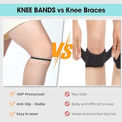 2PCS Patellar Tendon Support Strap, Knee Pain Relief & Patella Stabilizer Knee Strap Brace Support for Hiking, Soccer, Basketball, Running, Jumpers Knee, Tennis, Volleyball & Squats (Black)