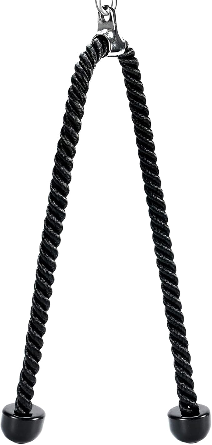 Long Tricep Pull Down Rope Exercise Tricep Rope 55 inch Pull Down Rope with Latch Gym Cable Machine Accessories