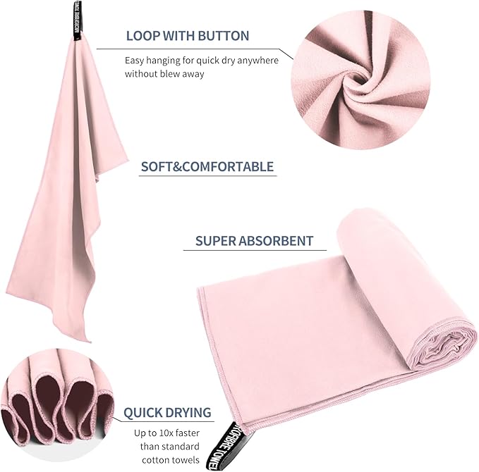 Microfiber Travel Towel (XXL:40"×72" -Pink)