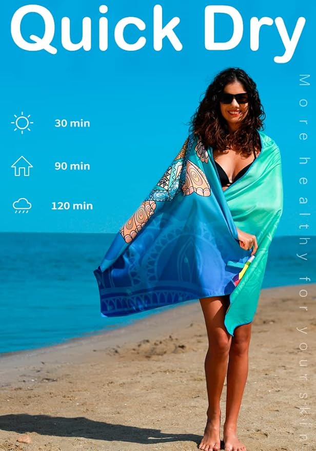 Microfiber Thin Lightweight Beach Towel Sand Free Quick