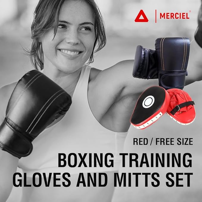MERCIEL Pro Training Boxing Gloves and Boxing Punching Mitts for Adults – Comprehensive Boxing Set Adult Men and Women for Training, Muay Thai, MMA, Kickboxing, and Heavy Bag Work