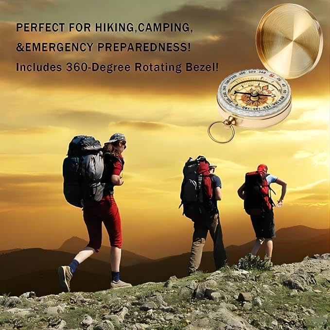 2PCS Vintage Zinc Alloy Metal Compass with Chain Keychain