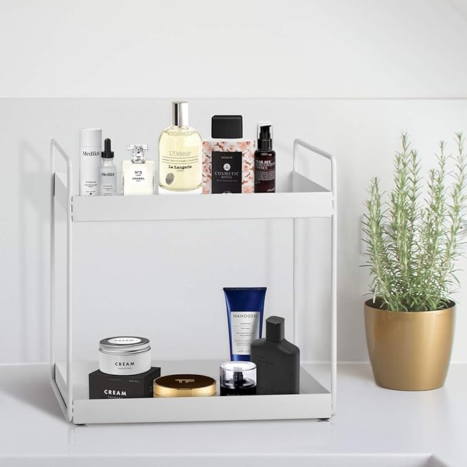 2-Tier Bathroom Countertop Organizer Vanity Tray Cosmetic &