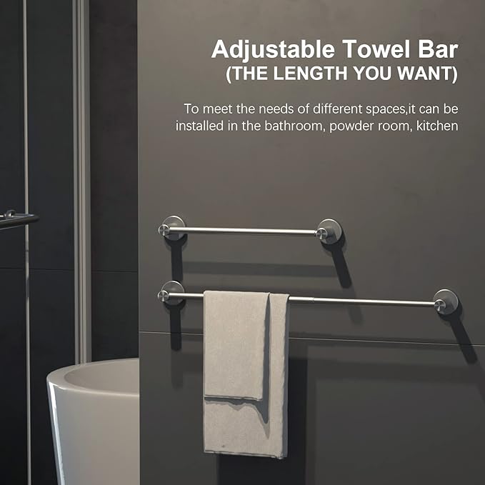 Adjustable 16 to 27.6 Inch Single Towel Bar SUS304 Stainless 1" Diameter