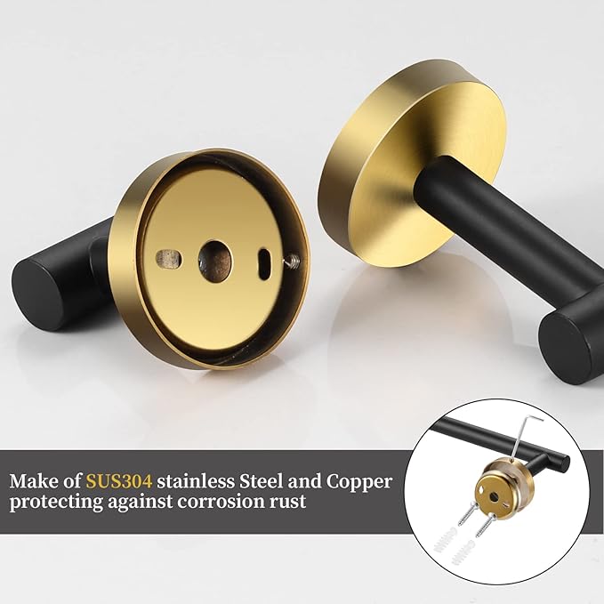 5 Pieces Bathroom Hardware Set Black Gold 2pcs 16 16 inch 2 PCS