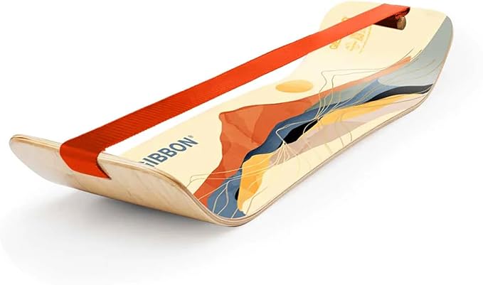 GIBBON GiBoard Balance Board for Adults & Kids - Slackline Workout Equipment Home Gym Training - Wooden Wobble Board Balance Trainer - Standing Desk Exercise - Yoga, Agility, Pilates, Core, Snowboard