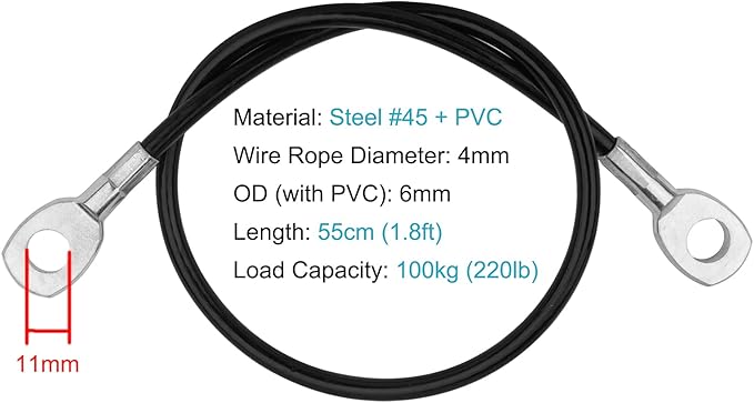 4 Pack 1'10" Fitness Replacement Gym Cable for Home Gym Pulley Equipment, Load 220 lb