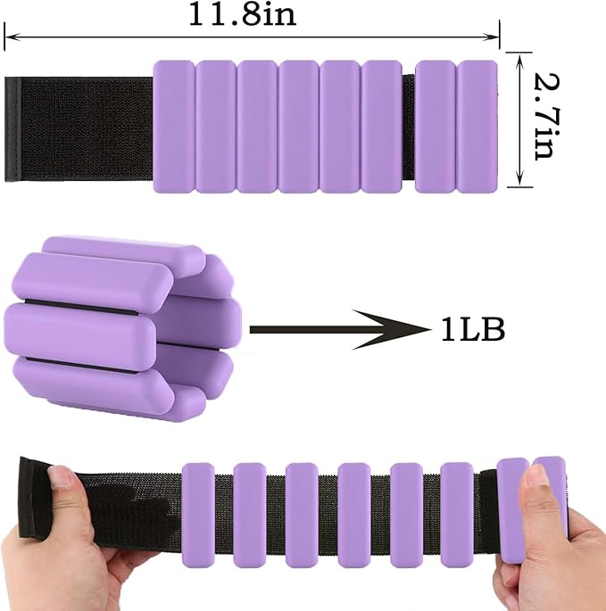 Adjustable Wrist & Ankle Weights for Women and Men 2 (1Lb (1Lb Each),