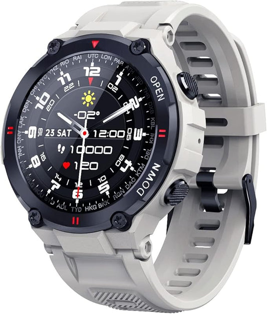 1.28" IPS Tactical Smart Watch for Men Activity Fitness Tracker with 400mAh Large Battery Outdoor Bluetooth Call Heart Rate Sleep Monitor Pedometer IP68 Waterproof Sport Watch for Android iOS