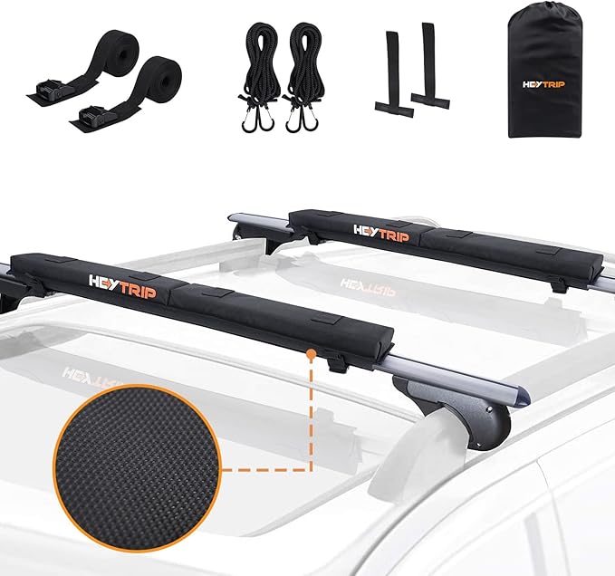 HEYTRIP Roof Rack Pads 30" Aero Crossbar Pads for Kayak/Surfboard/SUP/Canoe with 15FT Tie-Down Straps and Storage Bag