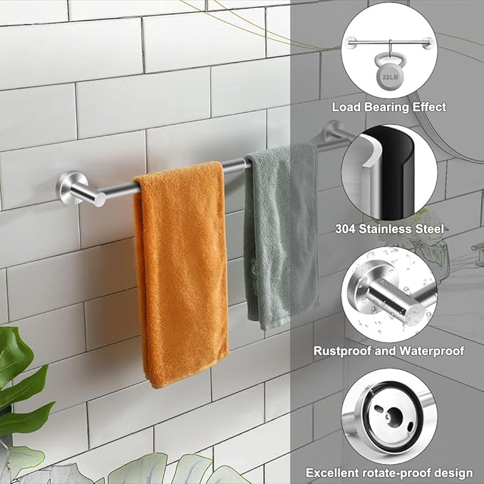 MGahyi Towel Racks for Bathroom-Adjustable Towel Holder(13.18inch-24inch) Sturdy Accessories(1Pack,Silver)