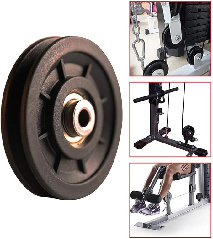 LFJ 90mm/3.5" Nylon Bearing Pulley Wheel Replace for Gym Equipment Part Cable Merchine