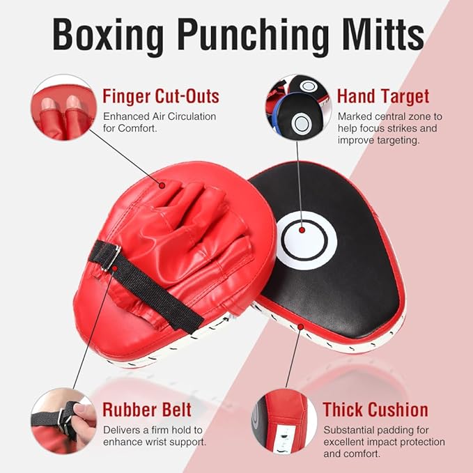 MERCIEL Pro Training Boxing Gloves and Boxing Punching Mitts for Adults – Comprehensive Boxing Set Adult Men and Women for Training, Muay Thai, MMA, Kickboxing, and Heavy Bag Work