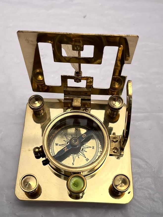 3" Brass Nautical Pocket Sundial Compass for Hiking