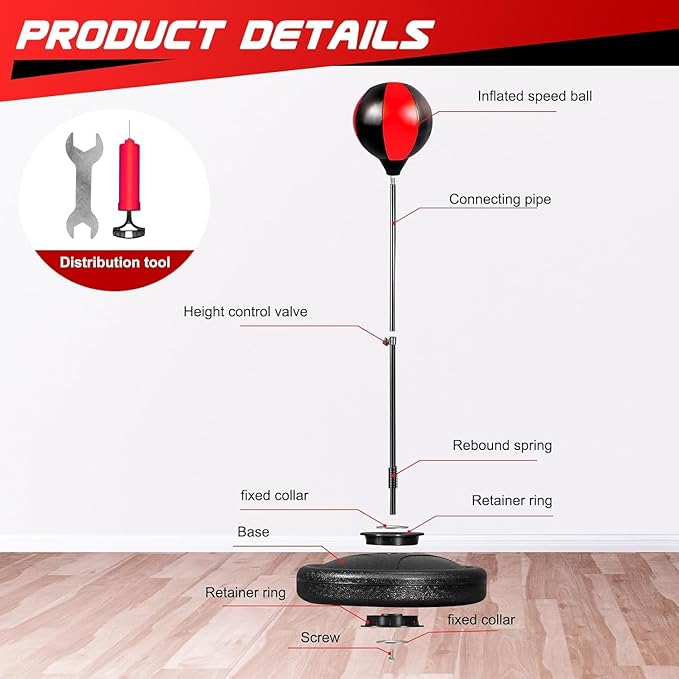 Kids Boxing Set - Punching Bag with Gloves & Adjustable Stand for 3-8 Year Olds