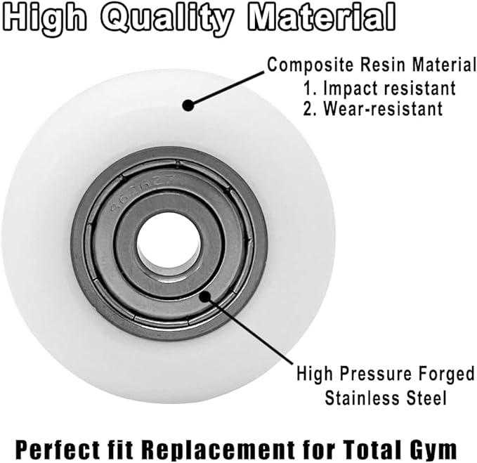 4pcs Roller Wheel Parts Replacement for Total Gym Wheels/Rollers 2000, 3000, 3000, Some 3000 XL