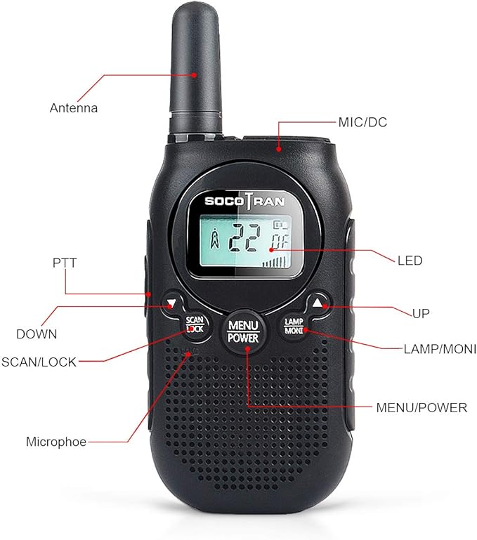 Adults Walkie Talkies Rechargeable FRS Two-Way Radios USB 5 Miles 2 Pack 0.5W Perfect
