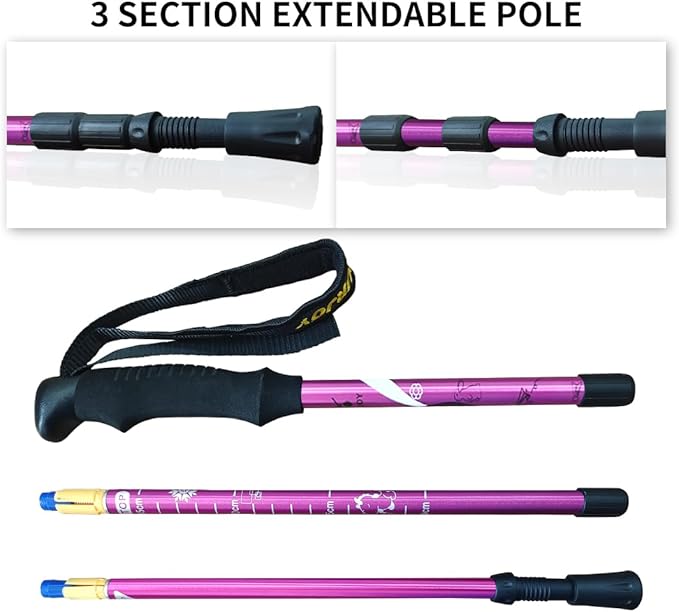 Hiking Trekking Poles, 2 Pack Anti Shock, Adjustable, Collapsible Hiking Poles for Trekking or Walking, Lightweight Aluminum Sticks for Children