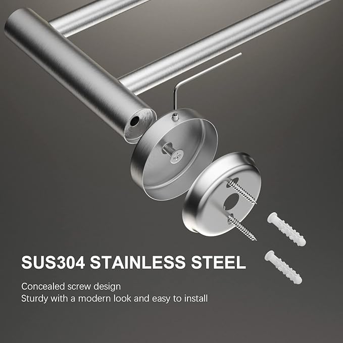 Adjustable 16 to 27.6 Inch Double Towel Bar SUS304 Stainless (1" Diameter)